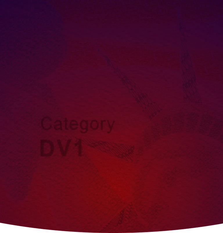 Red and blue background featuring the word "dv1" in a bold, modern font